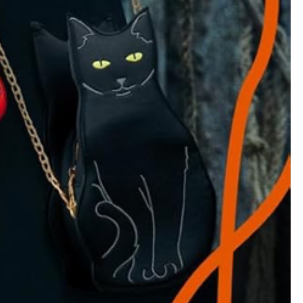 🐈‍⬛NEW Black Cat Crossbody Bag Chain Strap Goth Spooky Horror Cute Kitty - Picture 4 of 4